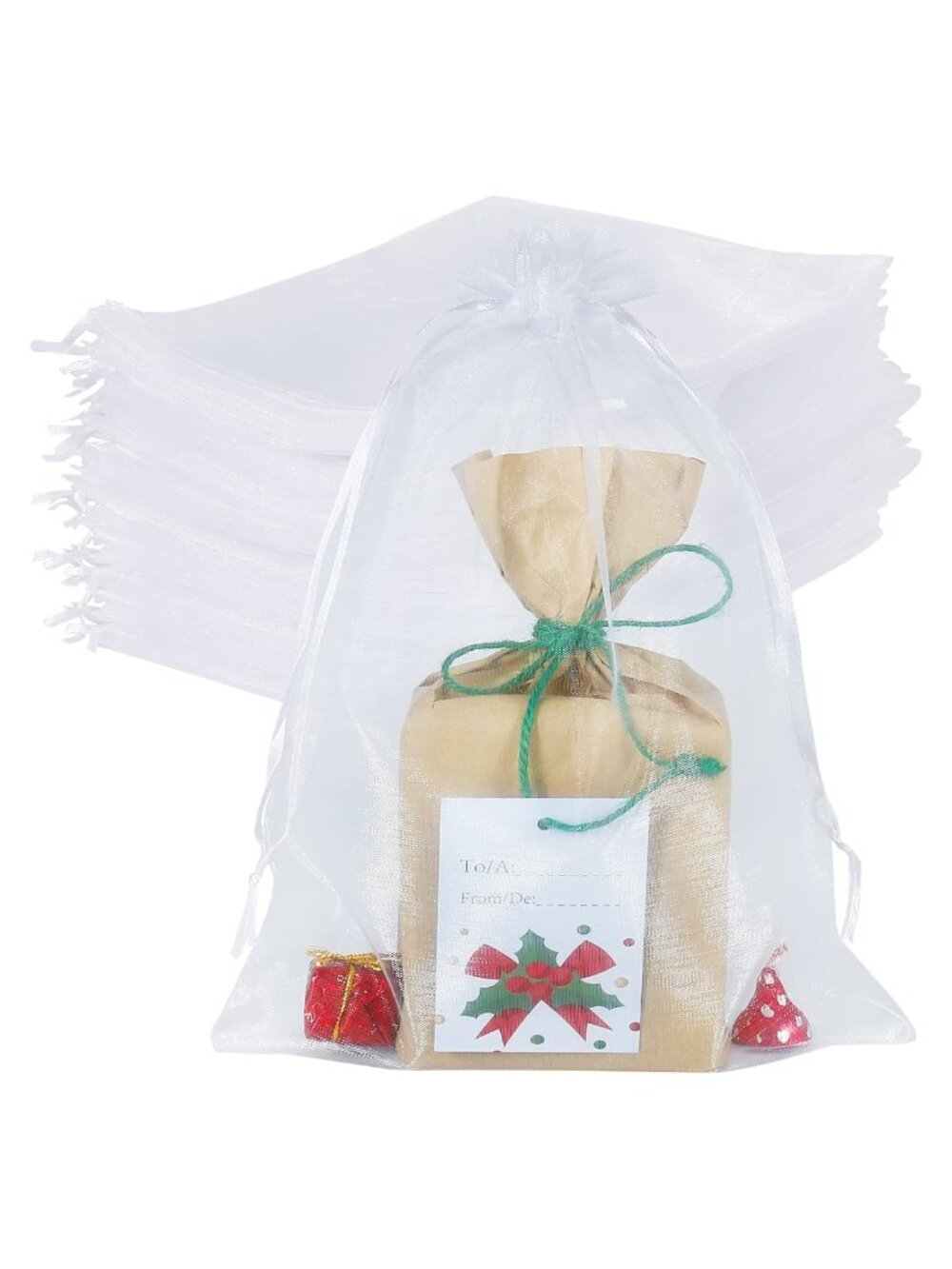 100pcs Sheer Organza Drawstring Gift Bags 8x12 Large Party Favor Bags
